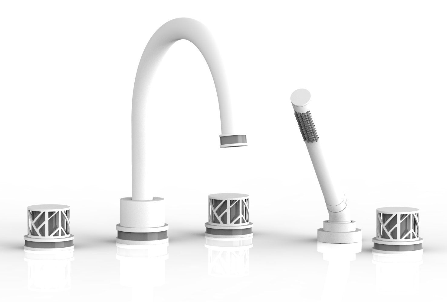 JOLIE Deck Tub Set with Hand Shower - Round Handles with "Grey" Accents 222-48