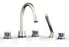 JOLIE Deck Tub Set with Hand Shower - Round Handles with "Navy Blue" Accents 222-48