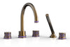JOLIE Deck Tub Set with Hand Shower - Round Handles with "Purple" Accents 222-48