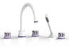 JOLIE Deck Tub Set with Hand Shower - Round Handles with "Purple" Accents 222-48