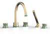 JOLIE Deck Tub Set with Hand Shower - Round Handles with "Turquoise" Accents 222-48