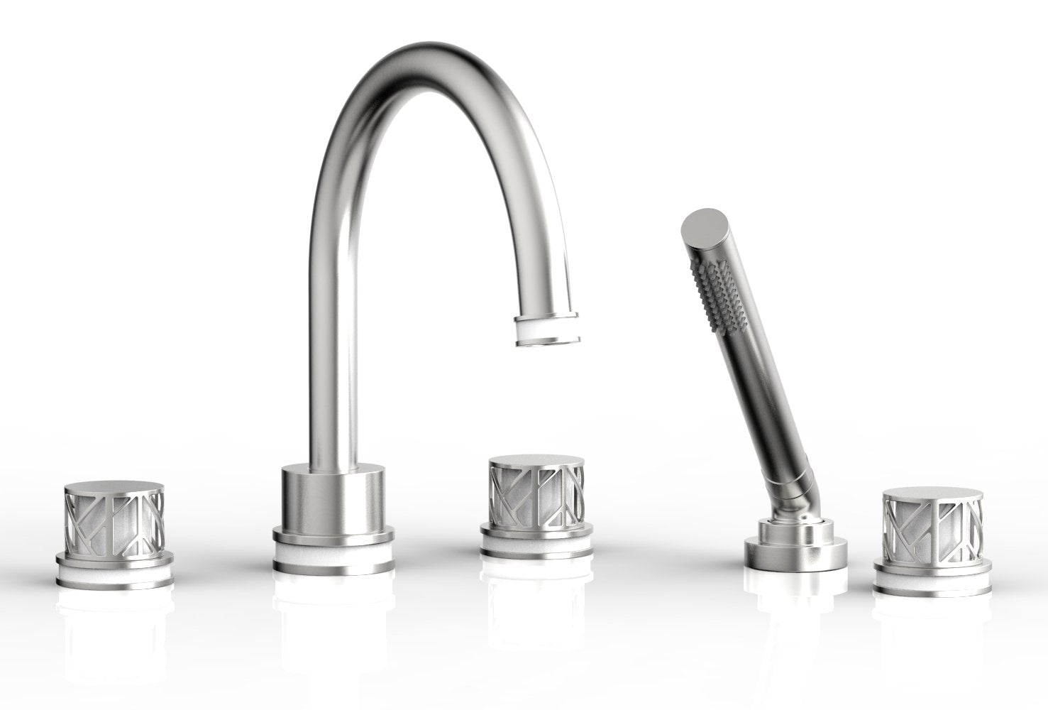 JOLIE Deck Tub Set with Hand Shower - Round Handles with "White" Accents 222-48