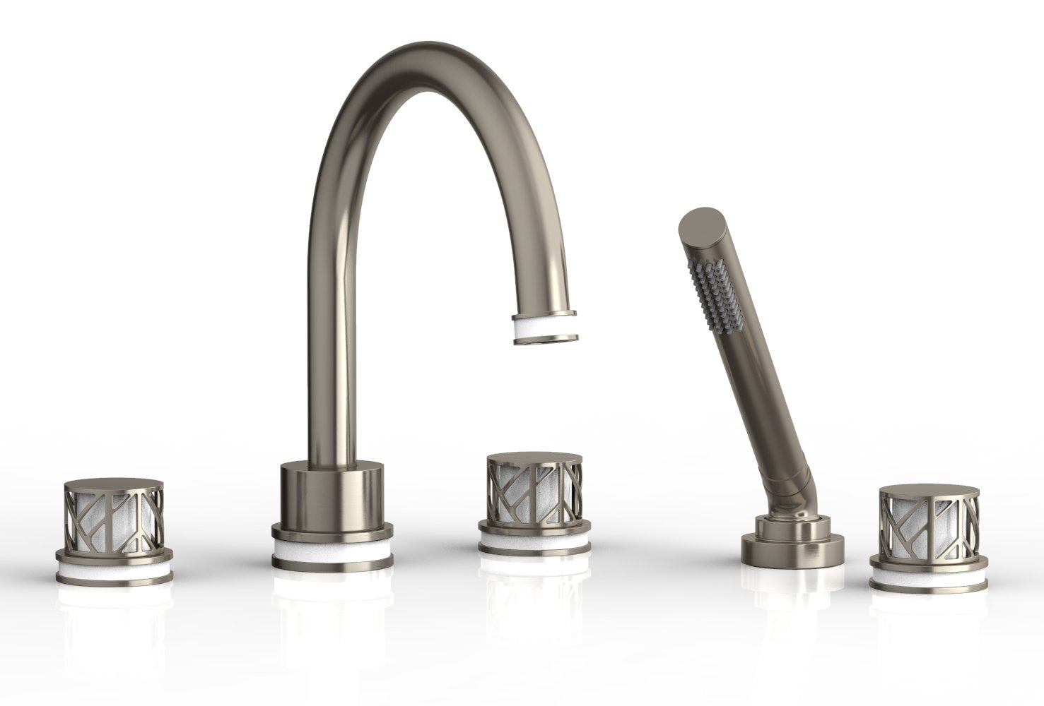 JOLIE Deck Tub Set with Hand Shower - Round Handles with "White" Accents 222-48