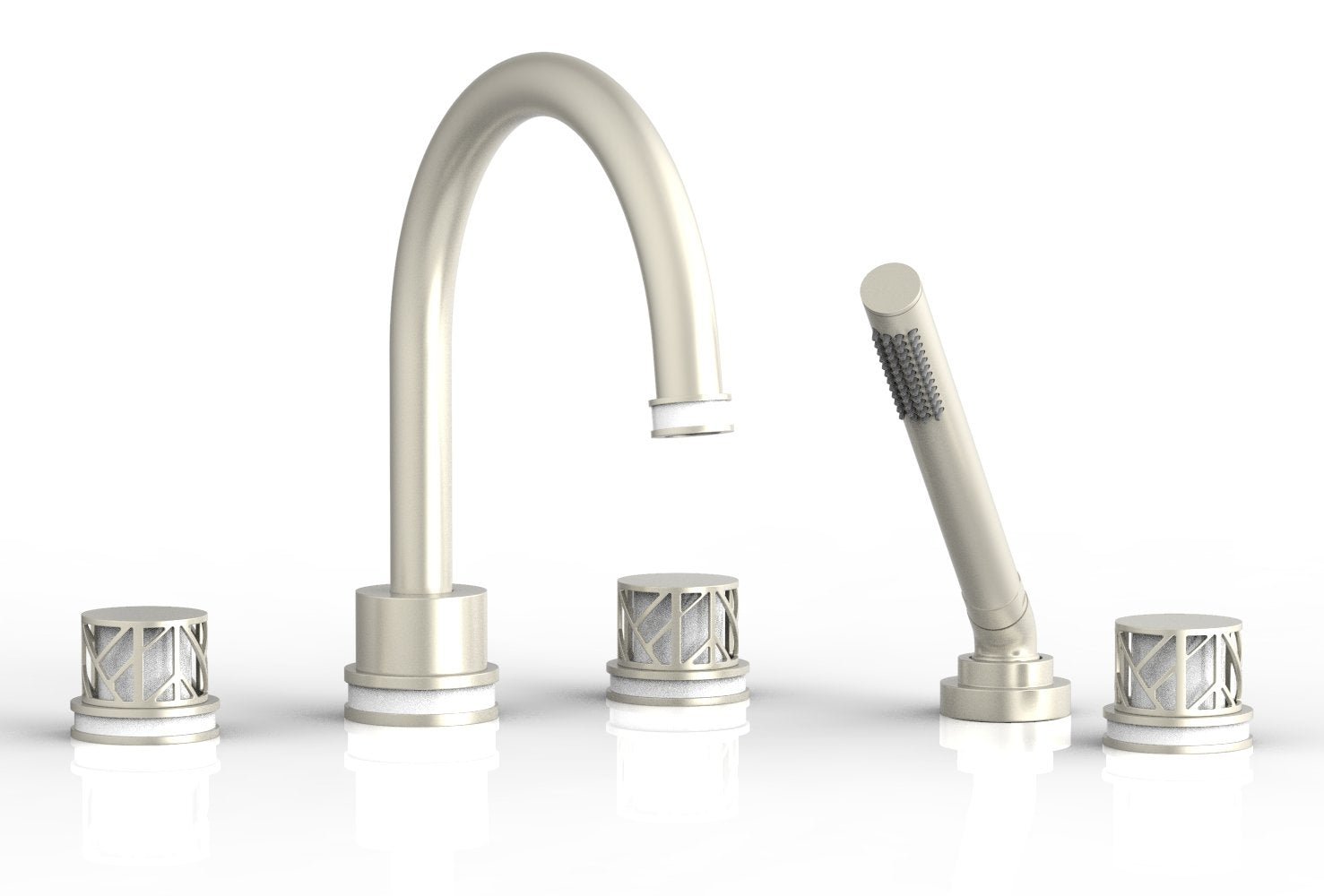 JOLIE Deck Tub Set with Hand Shower - Round Handles with "White" Accents 222-48