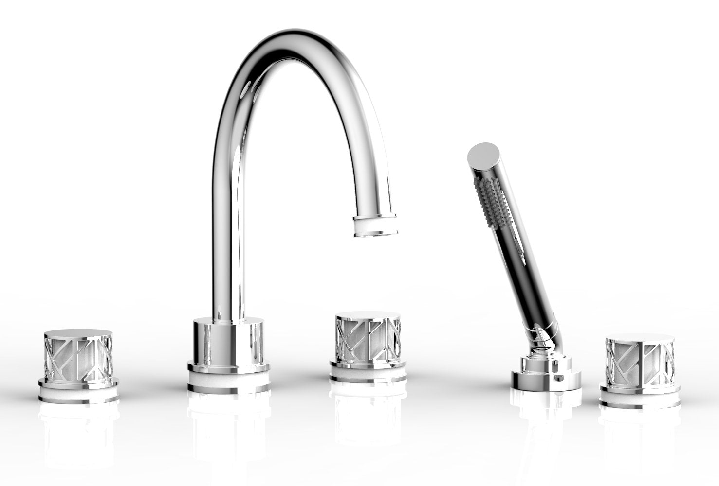 JOLIE Deck Tub Set with Hand Shower - Round Handles with "White" Accents 222-48