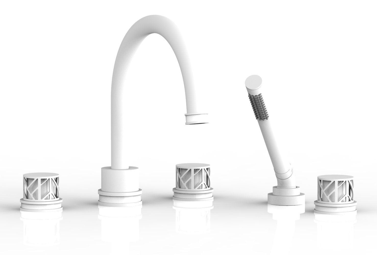 JOLIE Deck Tub Set with Hand Shower - Round Handles with "White" Accents 222-48