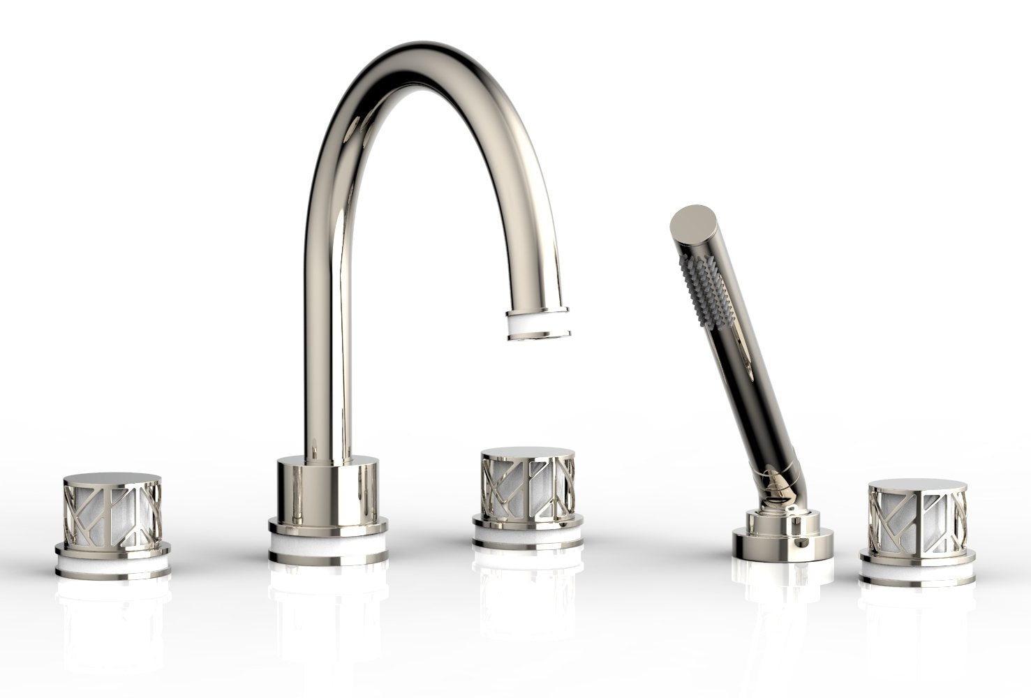 JOLIE Deck Tub Set with Hand Shower - Round Handles with "White" Accents 222-48