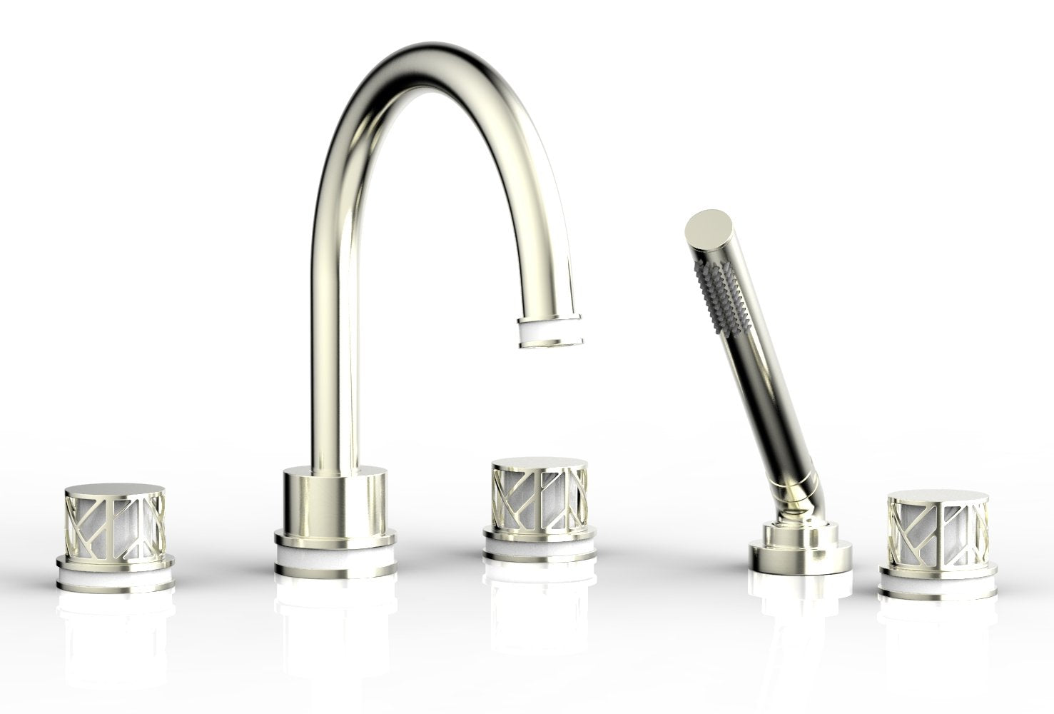 JOLIE Deck Tub Set with Hand Shower - Round Handles with "White" Accents 222-48