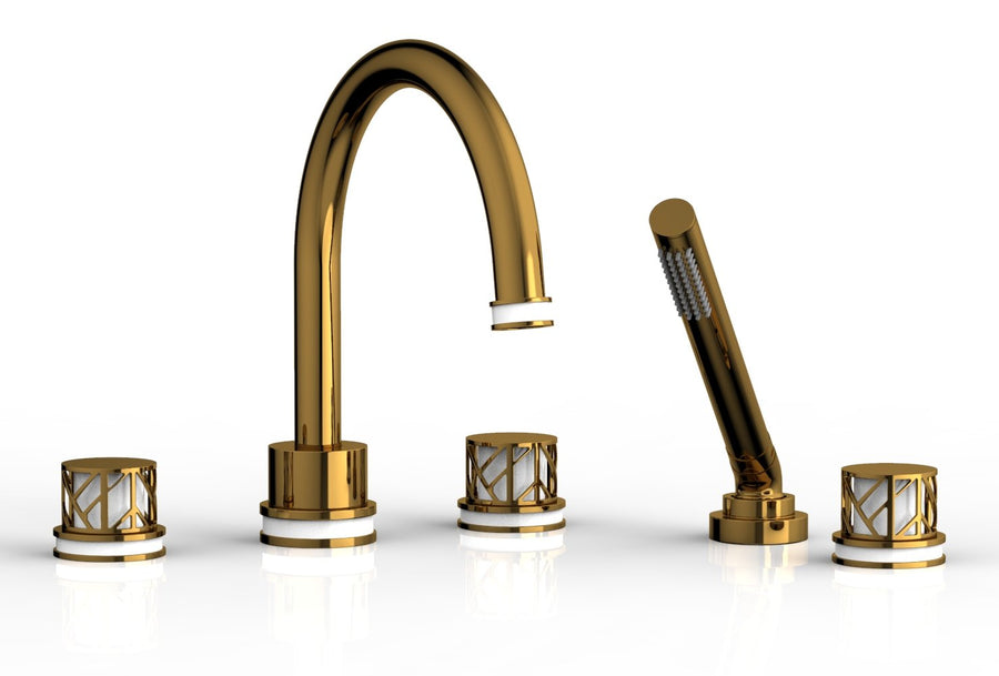 JOLIE Deck Tub Set with Hand Shower - Round Handles with "White" Accents 222-48