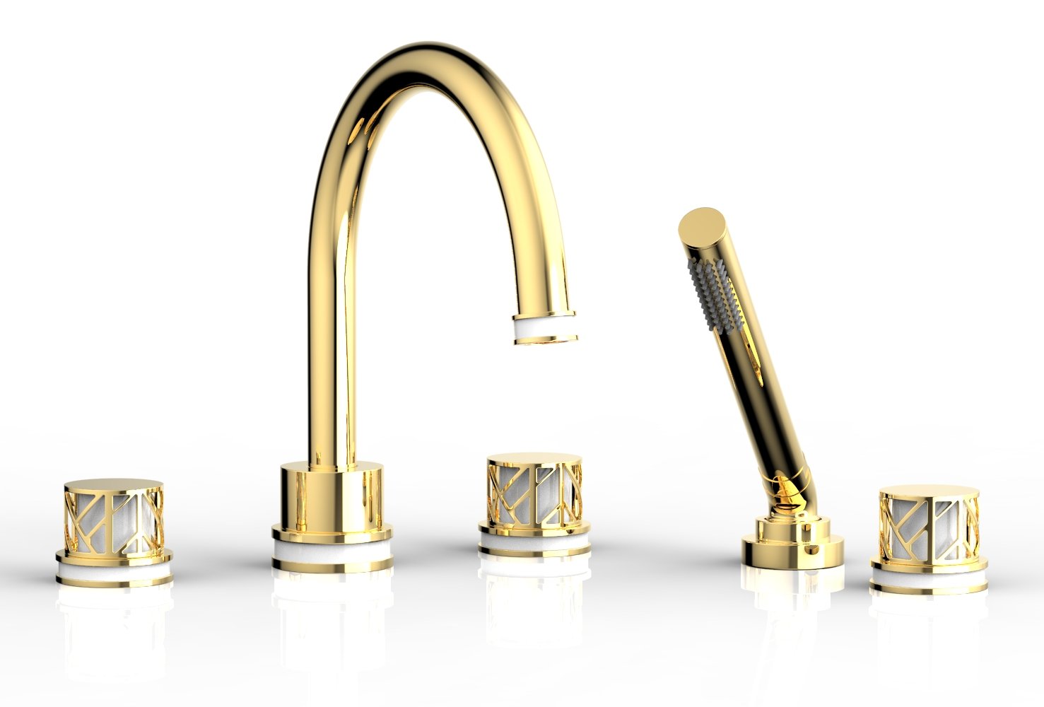 JOLIE Deck Tub Set with Hand Shower - Round Handles with "White" Accents 222-48