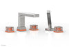 JOLIE Deck Tub Set with Hand Shower - Square Handles with "Orange" Accents 222-49