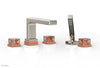 JOLIE Deck Tub Set with Hand Shower - Square Handles with "Orange" Accents 222-49
