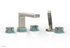 JOLIE Deck Tub Set with Hand Shower - Square Handles with "Turquoise" Accents 222-49