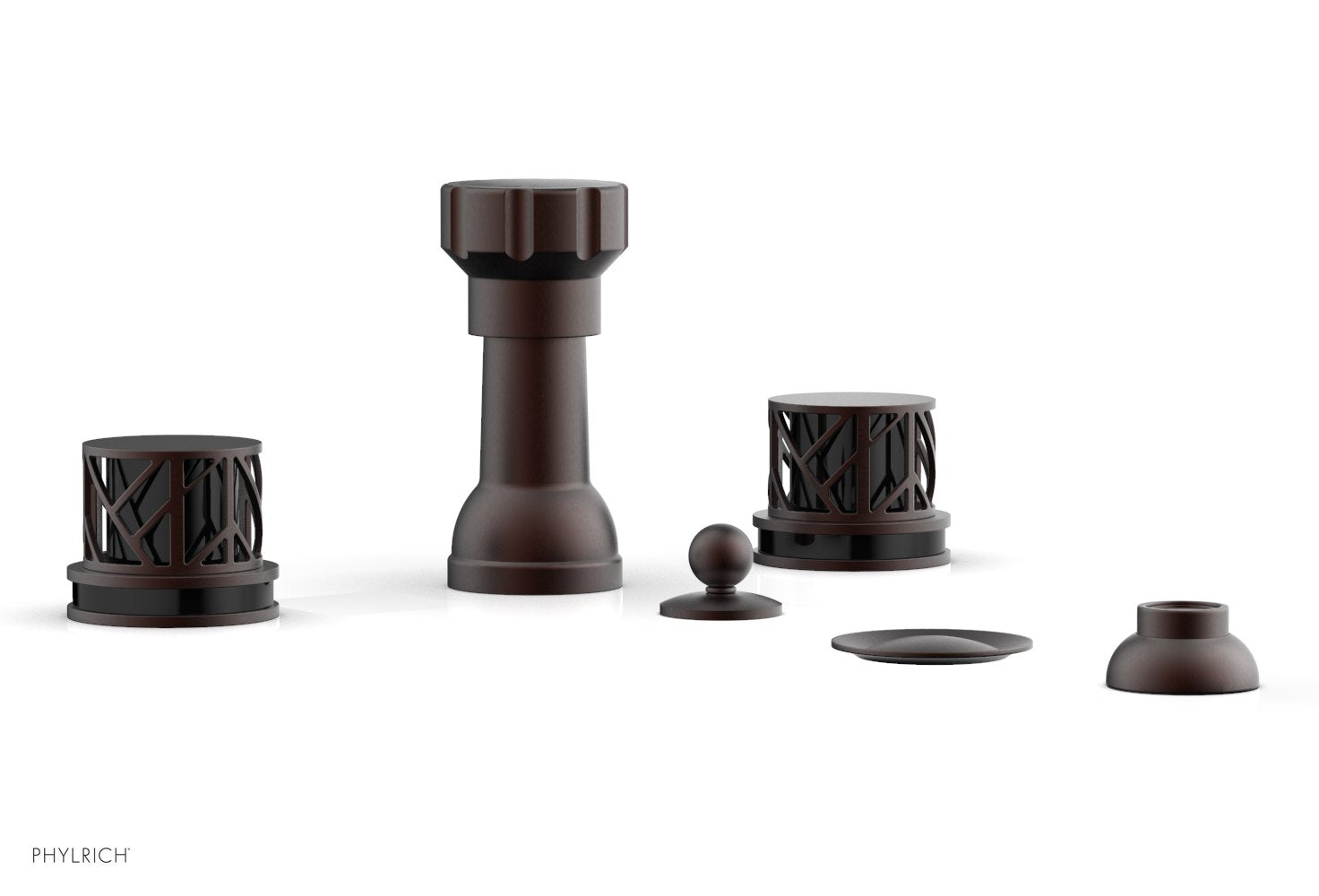 JOLIE Four Hole Bidet Set - Round Handles with "Black Accents" 222-60