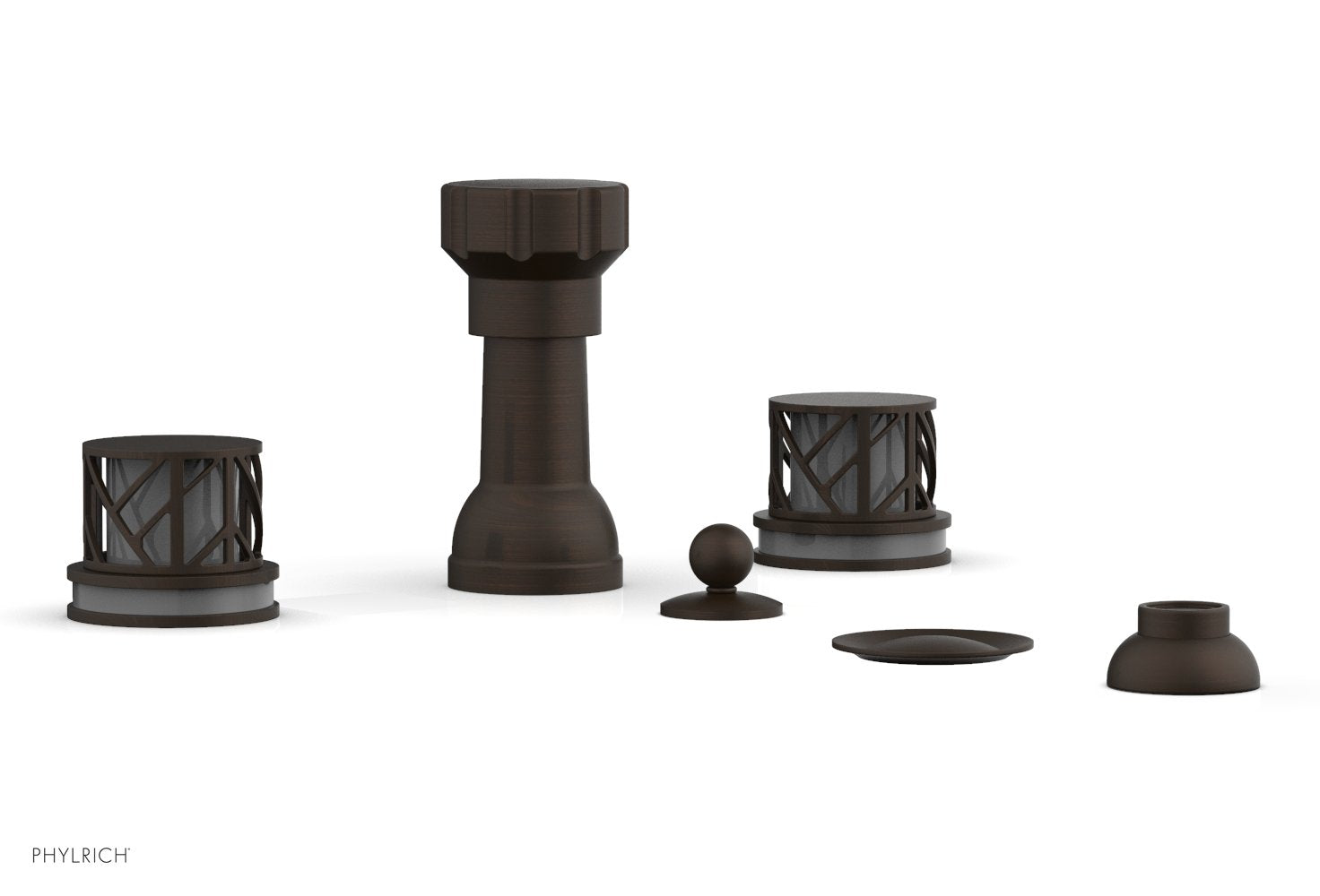 JOLIE Four Hole Bidet Set - Round Handles with "Grey Accents" 222-60