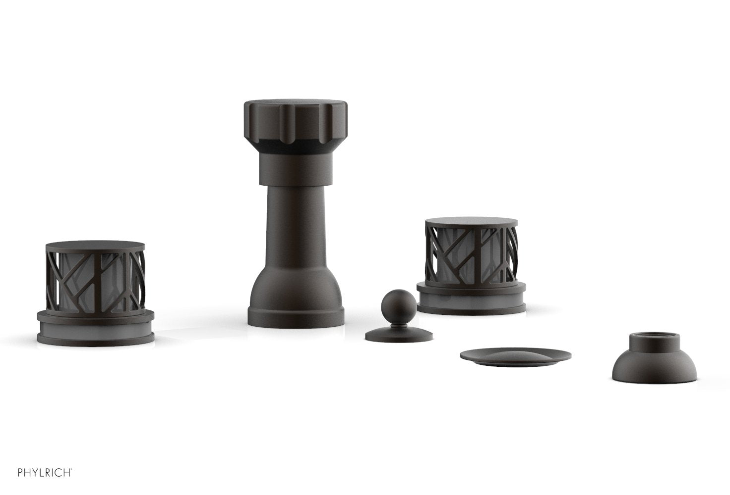 JOLIE Four Hole Bidet Set - Round Handles with "Grey Accents" 222-60