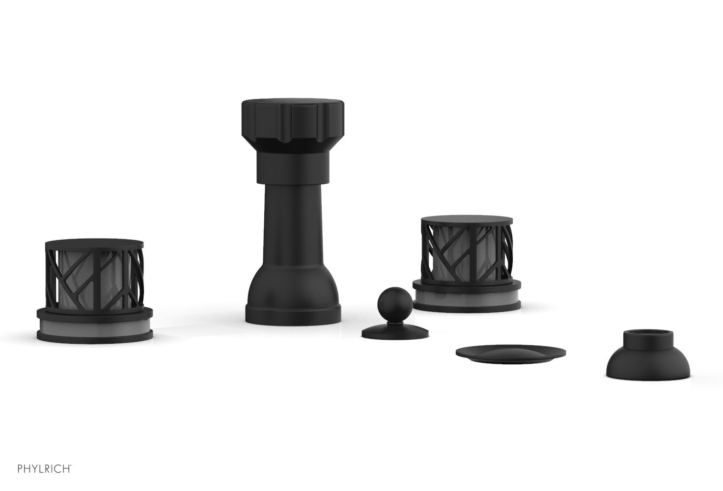 JOLIE Four Hole Bidet Set - Round Handles with "Grey Accents" 222-60