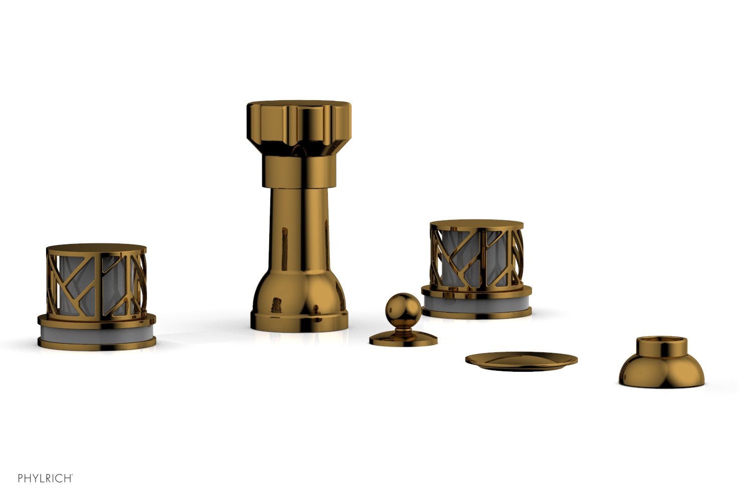 JOLIE Four Hole Bidet Set - Round Handles with "Grey Accents" 222-60