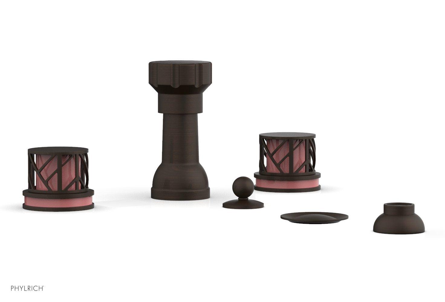 JOLIE Four Hole Bidet Set - Round Handles with "Pink Accents" 222-60