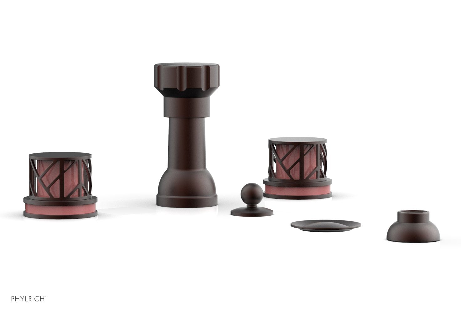 JOLIE Four Hole Bidet Set - Round Handles with "Pink Accents" 222-60