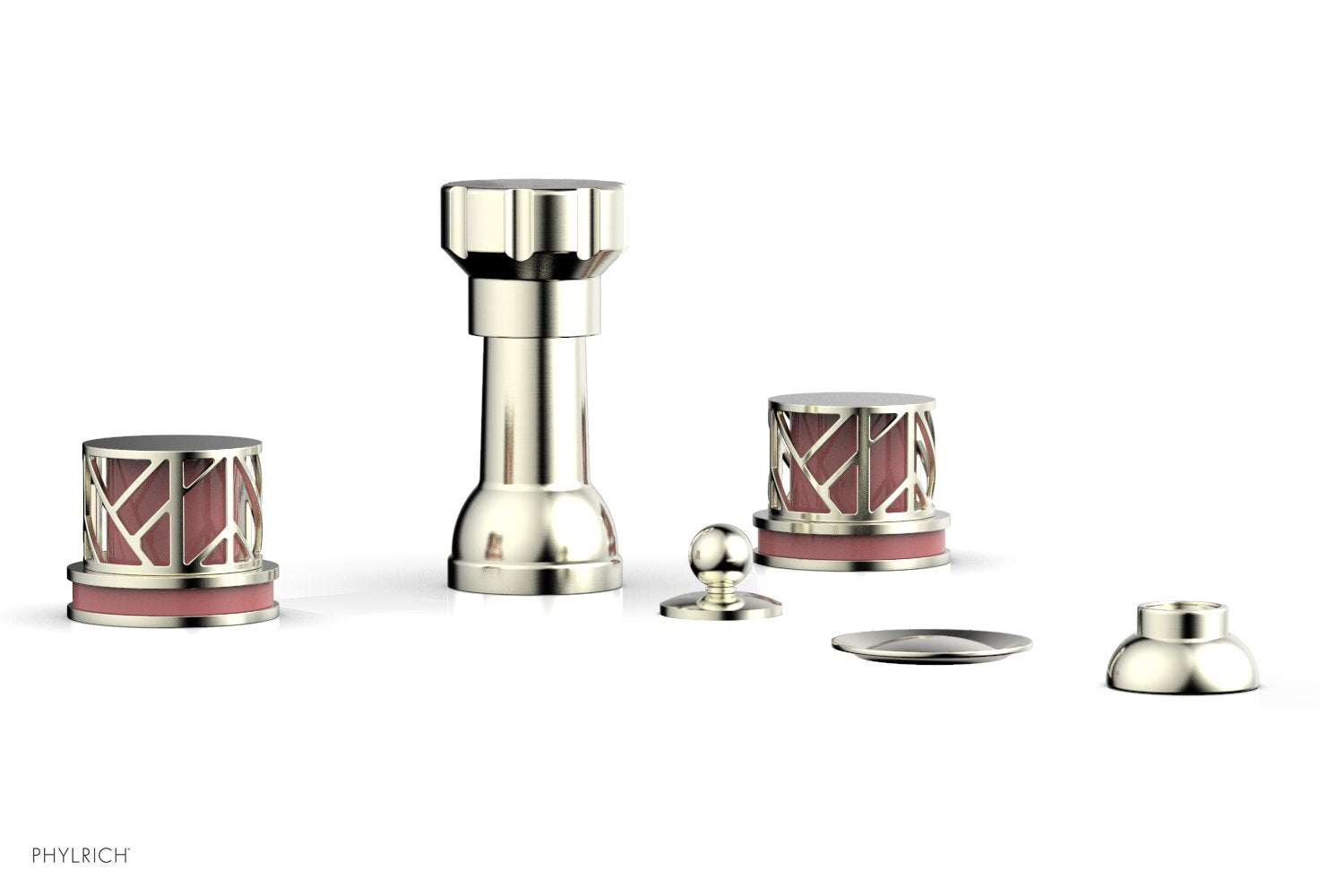 JOLIE Four Hole Bidet Set - Round Handles with "Pink Accents" 222-60