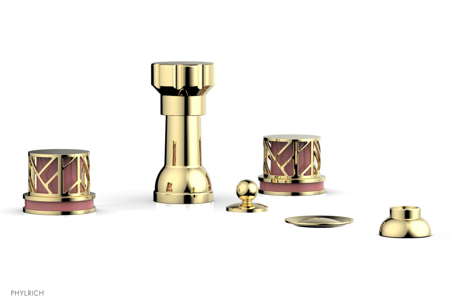 JOLIE Four Hole Bidet Set - Round Handles with "Pink Accents" 222-60