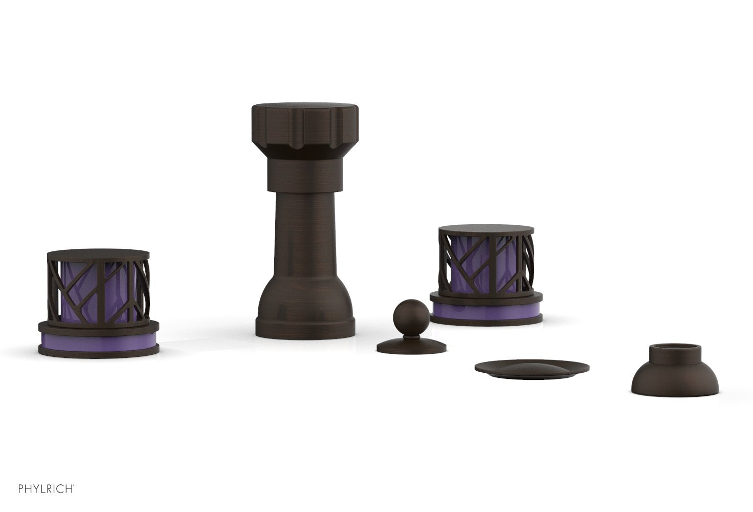 JOLIE Four Hole Bidet Set - Round Handles with "Purple Accents" 222-60