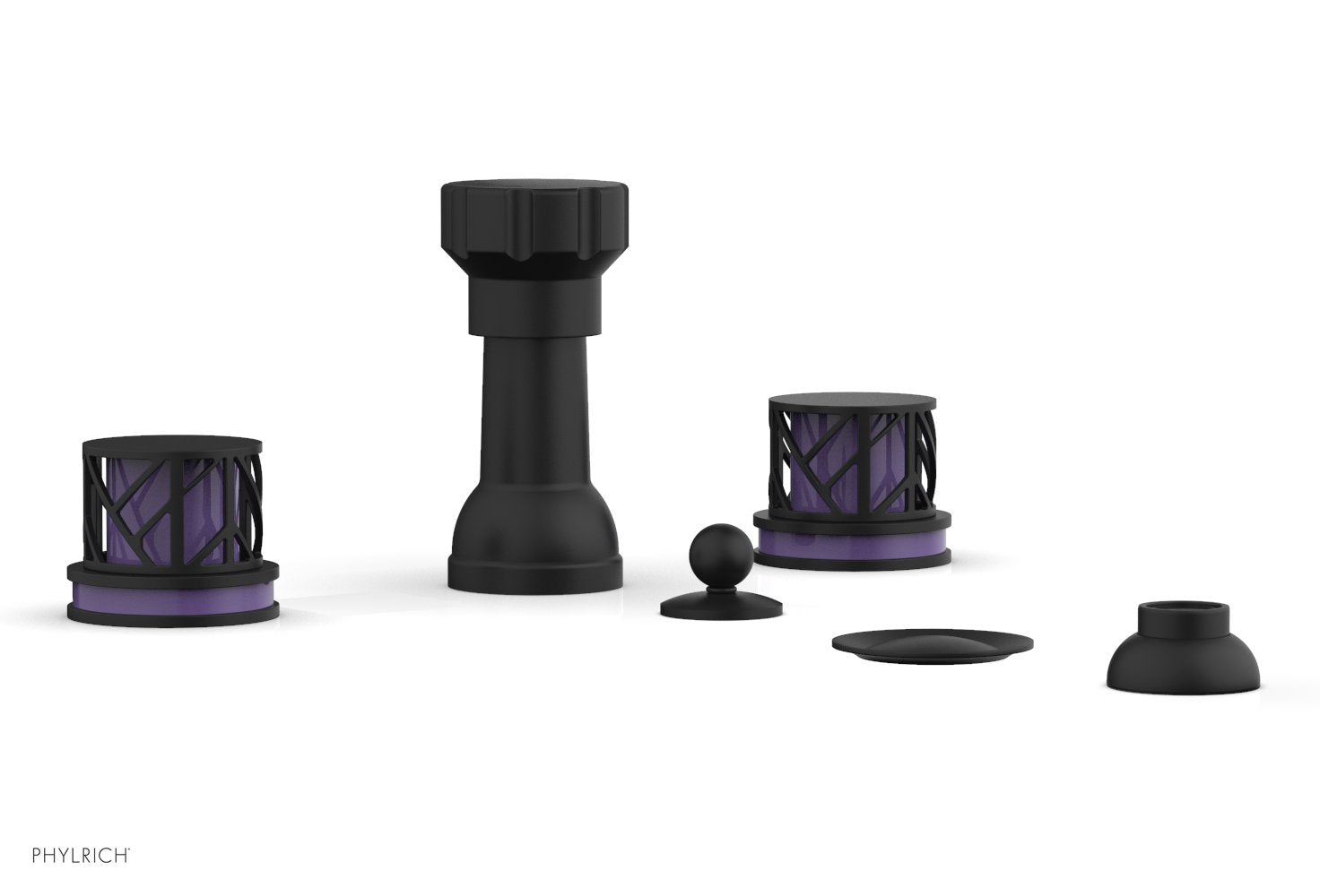 JOLIE Four Hole Bidet Set - Round Handles with "Purple Accents" 222-60