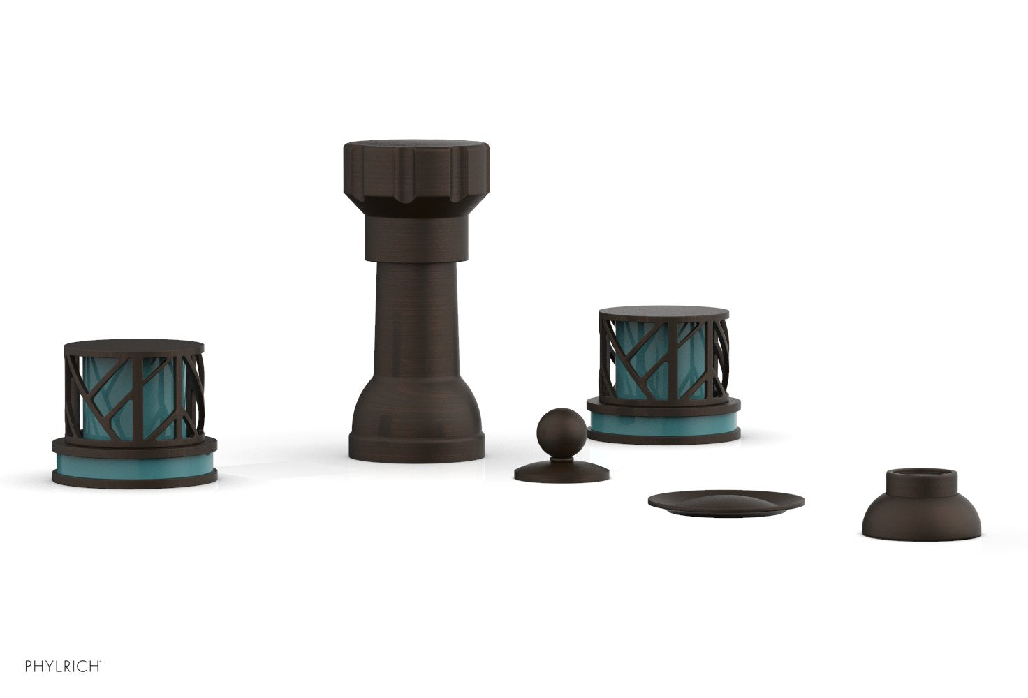 JOLIE Four Hole Bidet Set - Round Handles with "Turquoise Accents" 222-60