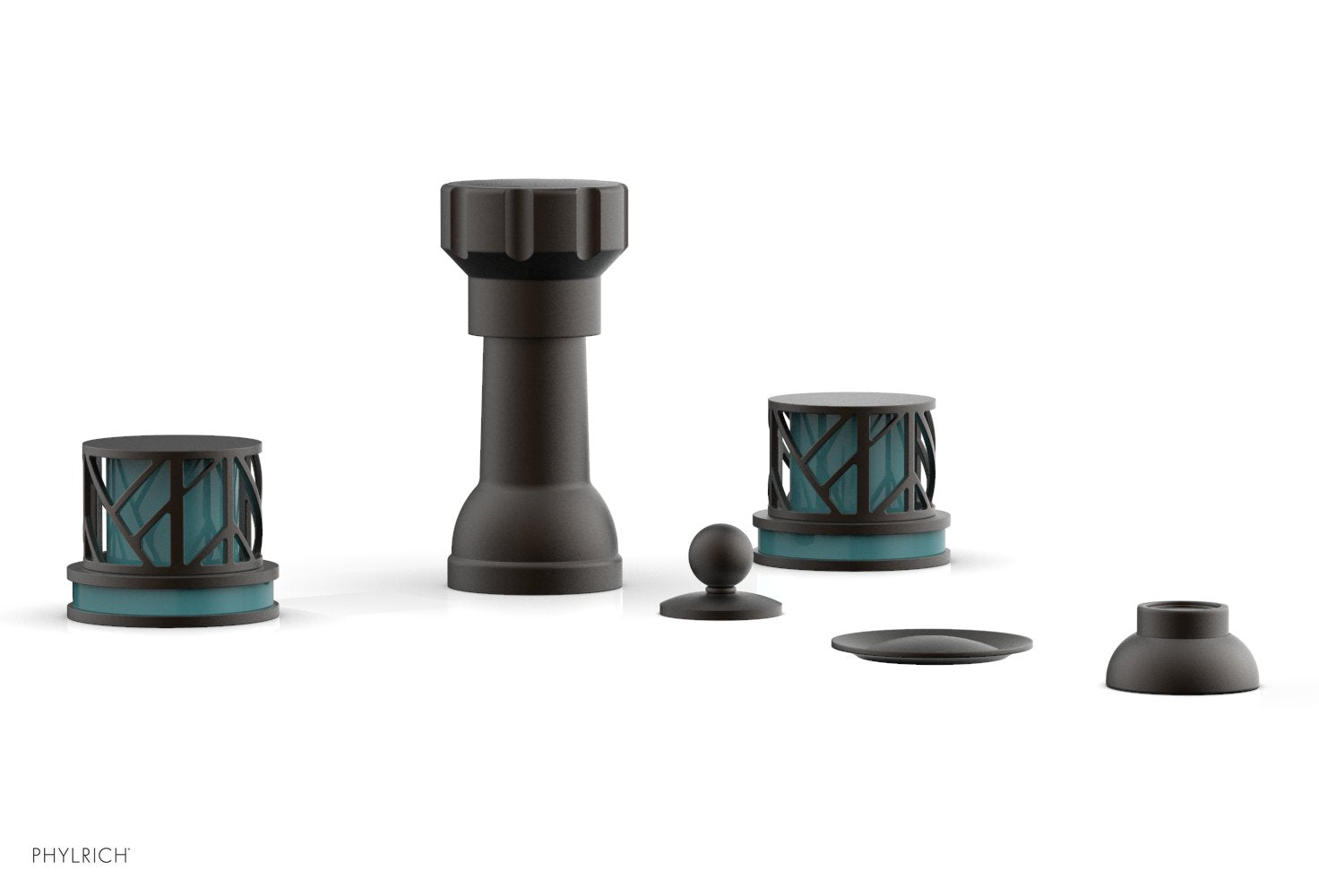 JOLIE Four Hole Bidet Set - Round Handles with "Turquoise Accents" 222-60