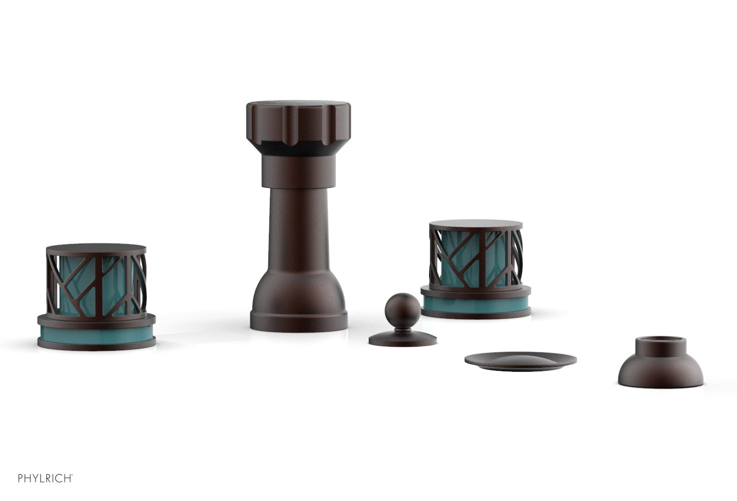 JOLIE Four Hole Bidet Set - Round Handles with "Turquoise Accents" 222-60