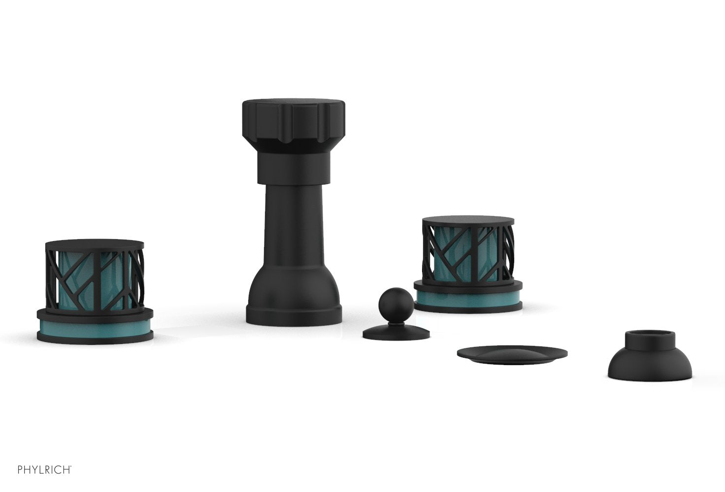 JOLIE Four Hole Bidet Set - Round Handles with "Turquoise Accents" 222-60