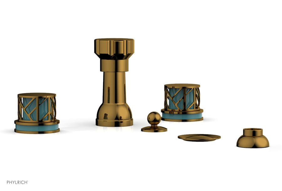 JOLIE Four Hole Bidet Set - Round Handles with "Turquoise Accents" 222-60