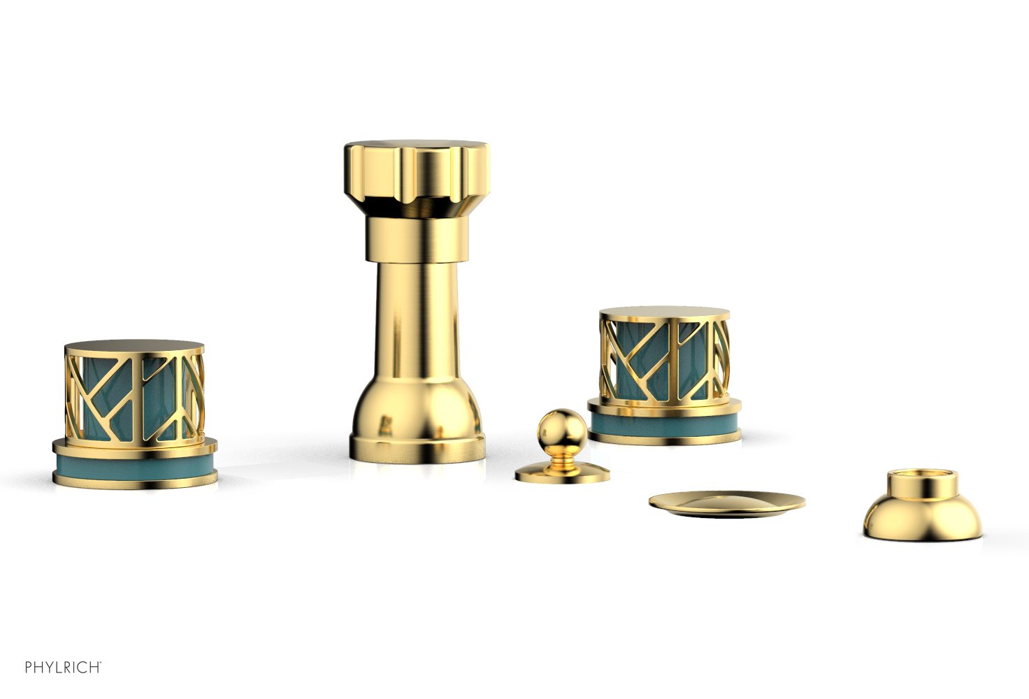 JOLIE Four Hole Bidet Set - Round Handles with "Turquoise Accents" 222-60