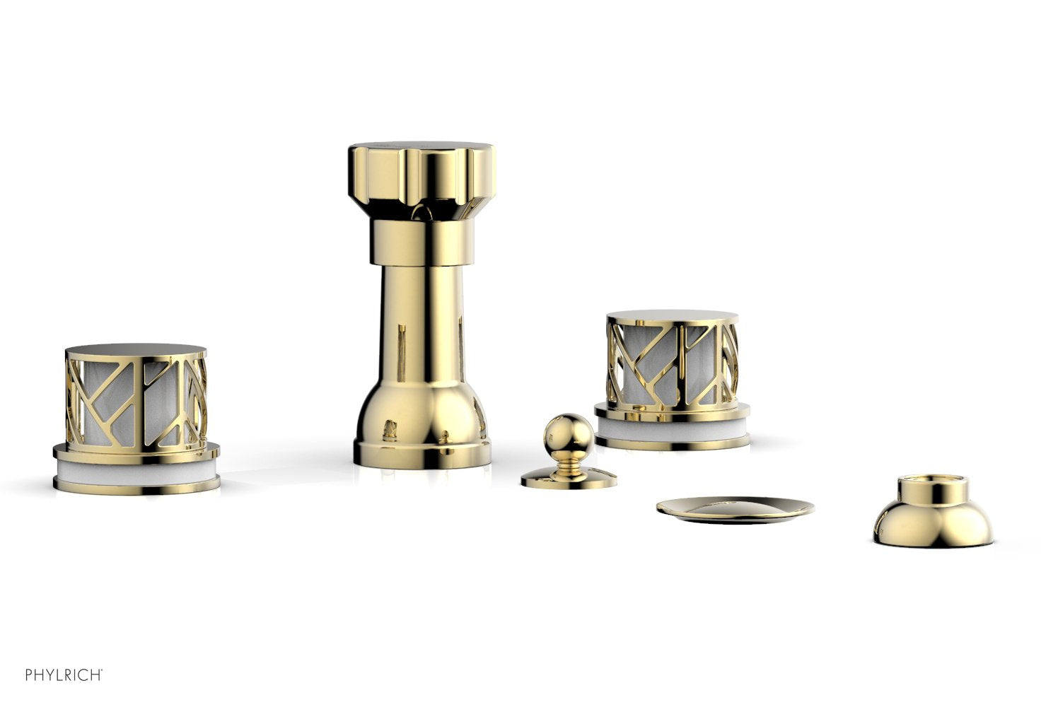 JOLIE Four Hole Bidet Set - Round Handles with "White Accents" 222-60