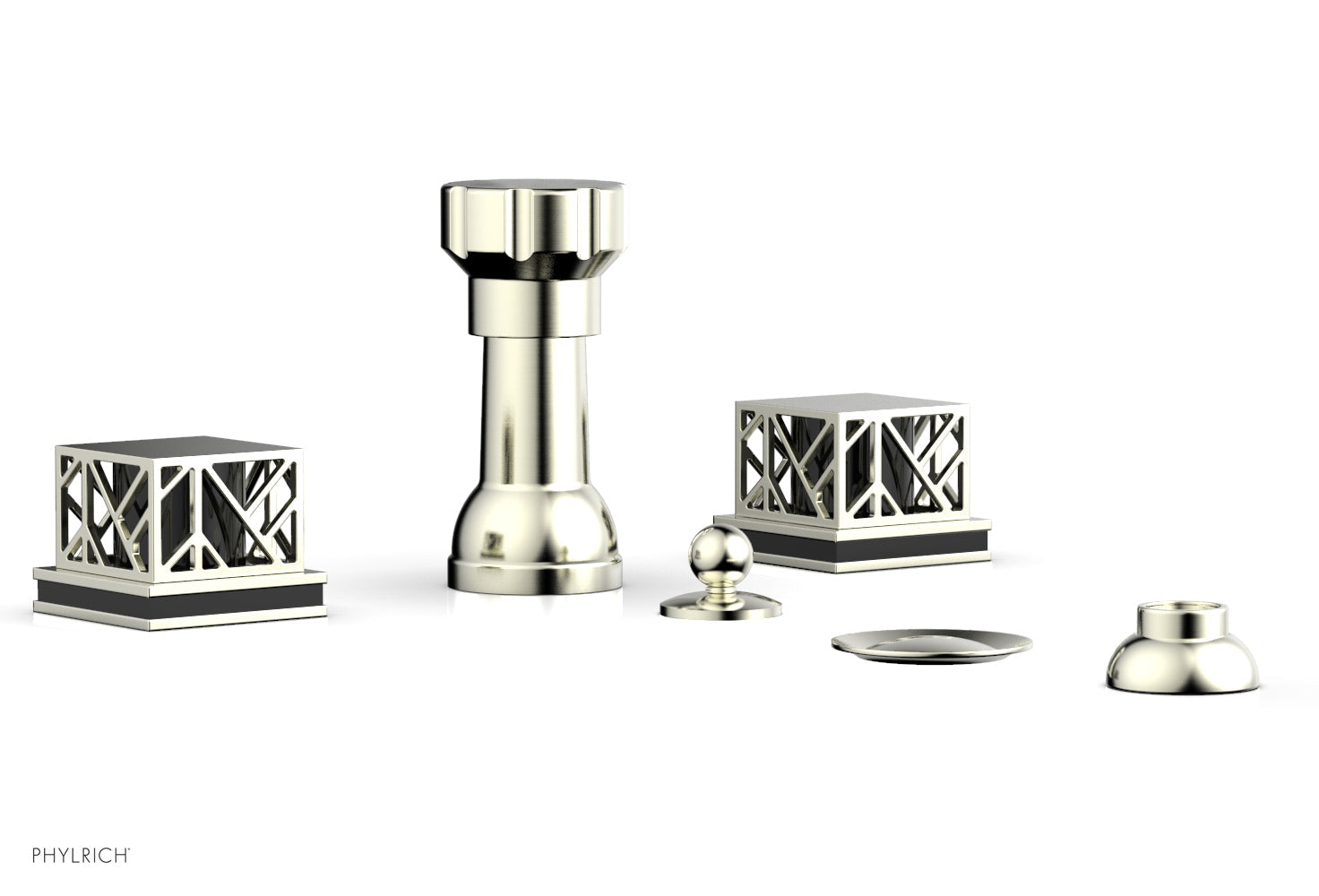 JOLIE Four Hole Bidet Set - Square Handles with "Black Accents" 222-61