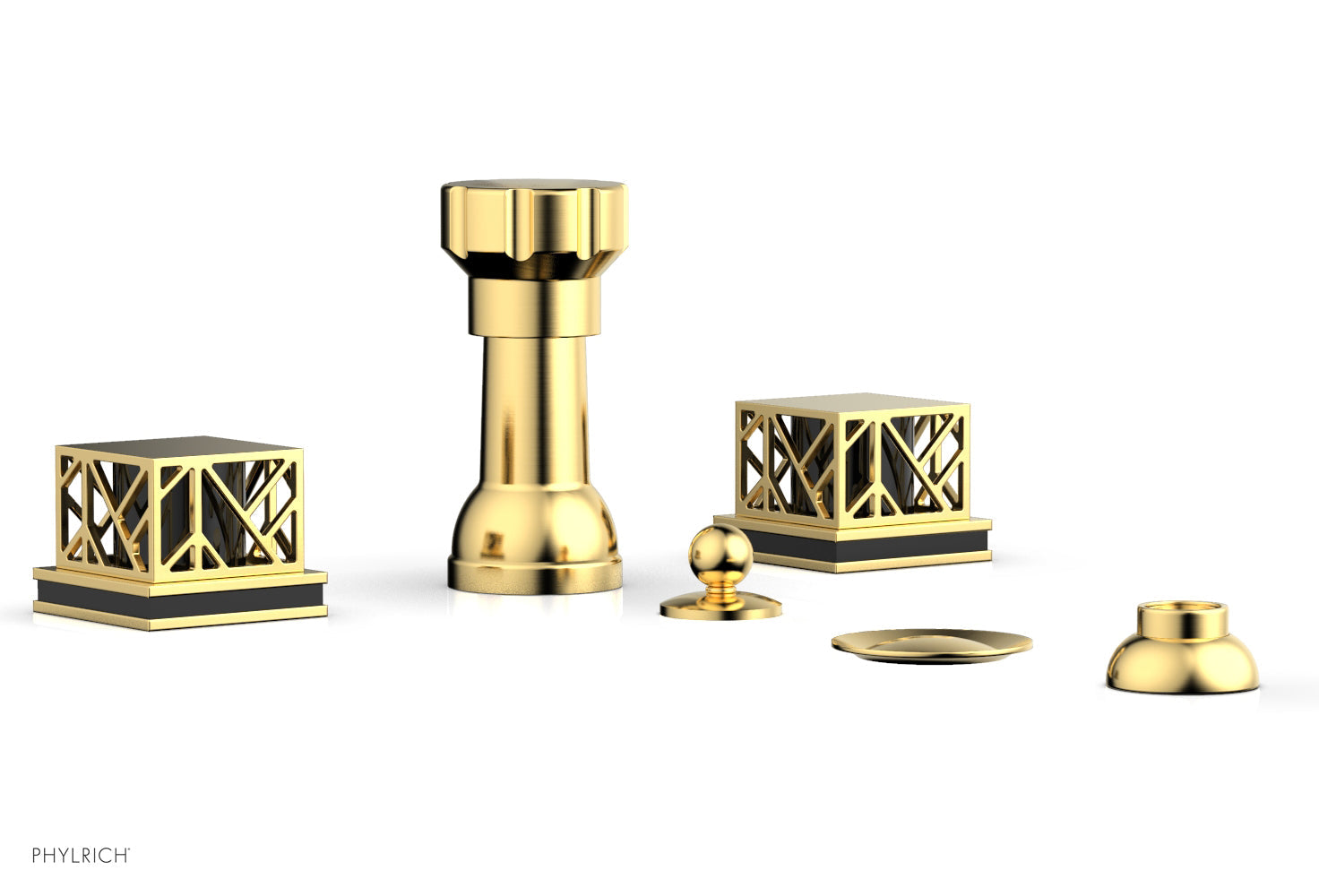 JOLIE Four Hole Bidet Set - Square Handles with "Black Accents" 222-61