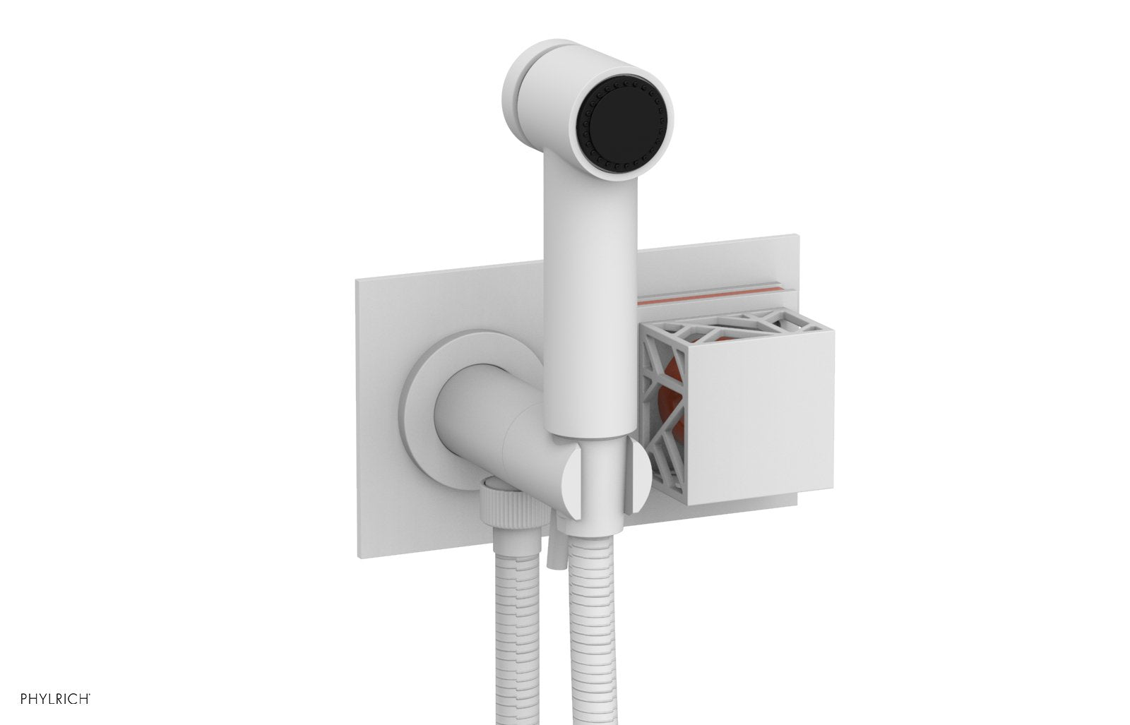 JOLIE Wall Mounted Bidet, Square Handle with "Orange" Accents 222-65