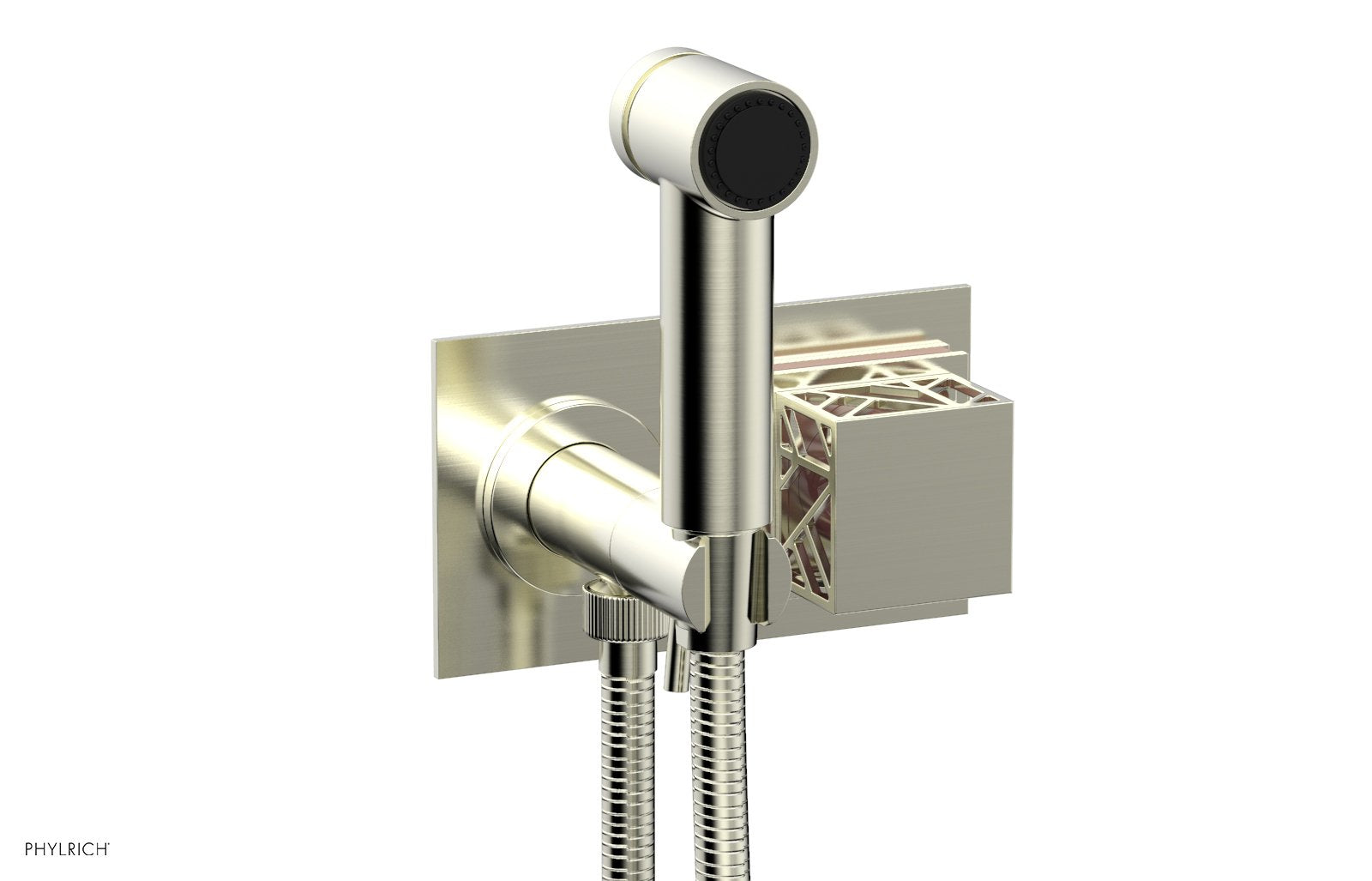 JOLIE Wall Mounted Bidet, Square Handle with "Pink" Accents 222-65