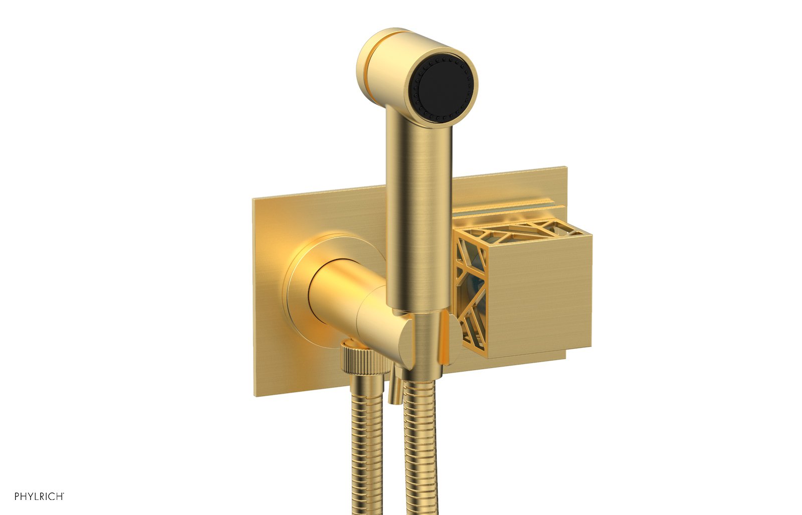 JOLIE Wall Mounted Bidet, Square Handle with "Turquoise" Accents 222-65