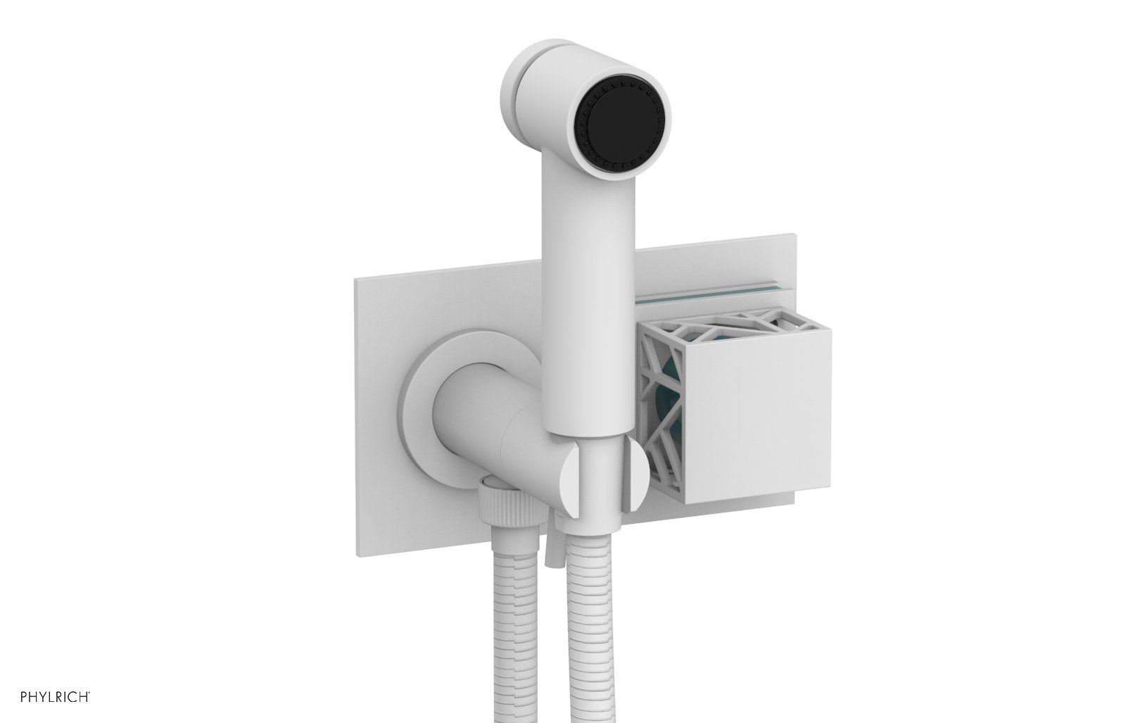 JOLIE Wall Mounted Bidet, Square Handle with "Turquoise" Accents 222-65