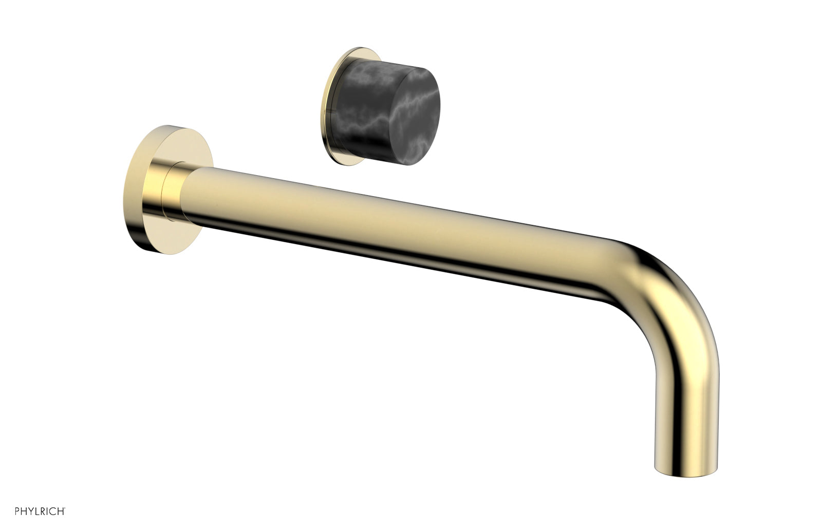 Basic II 10" Single Handle Wall Lavatory Set - Black Marble Handle 230-17-10