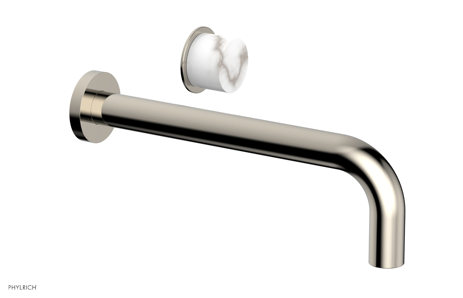 Basic II 10" Single Handle Wall Lavatory Set - White Marble Handle 230-17-10