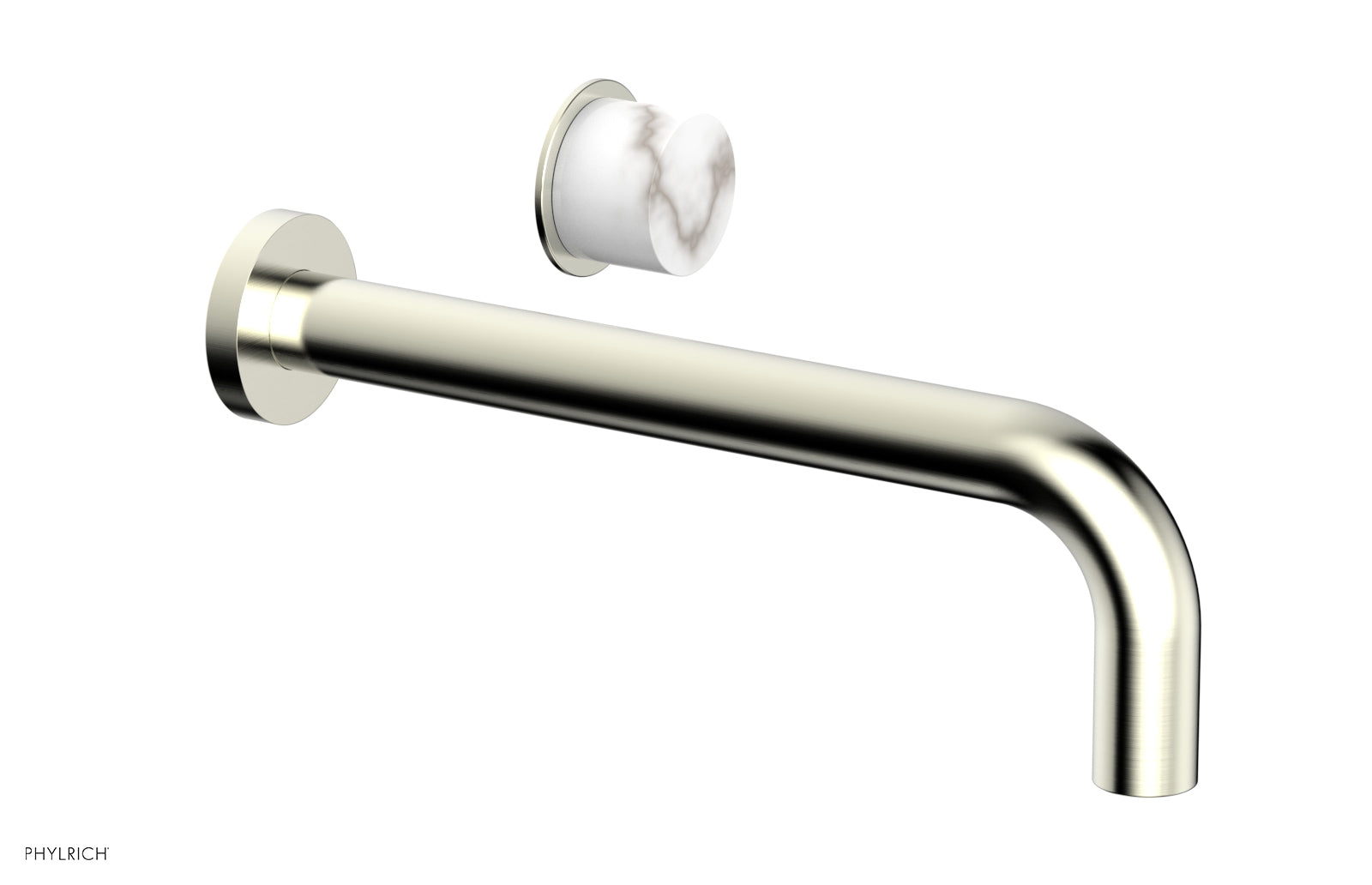 Basic II 10" Single Handle Wall Lavatory Set - White Marble Handle 230-17-10