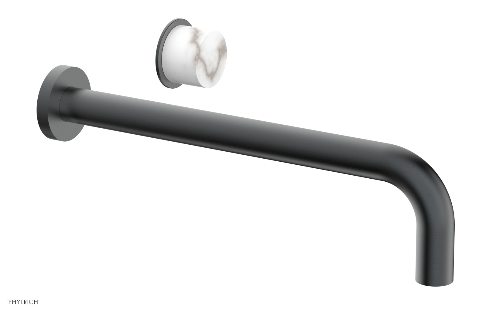 Basic II 12" Single Handle Wall Lavatory Set - White Marble Handle 230-17-12