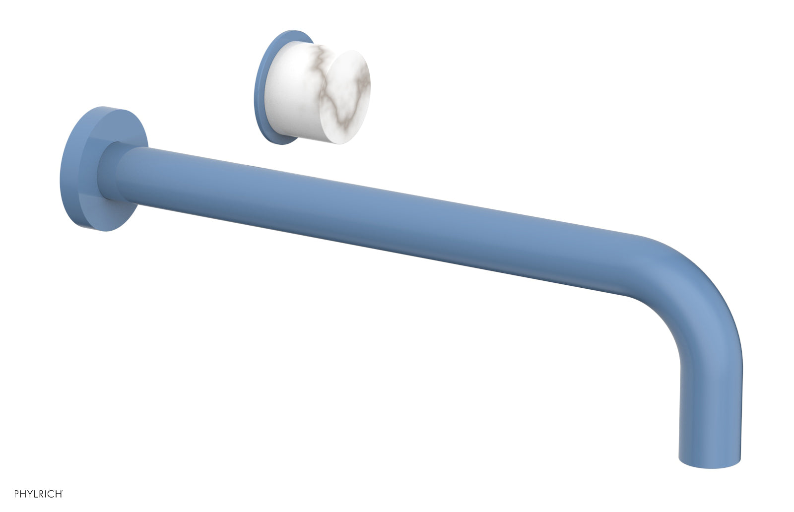 Basic II 12" Single Handle Wall Lavatory Set - White Marble Handle 230-17-12