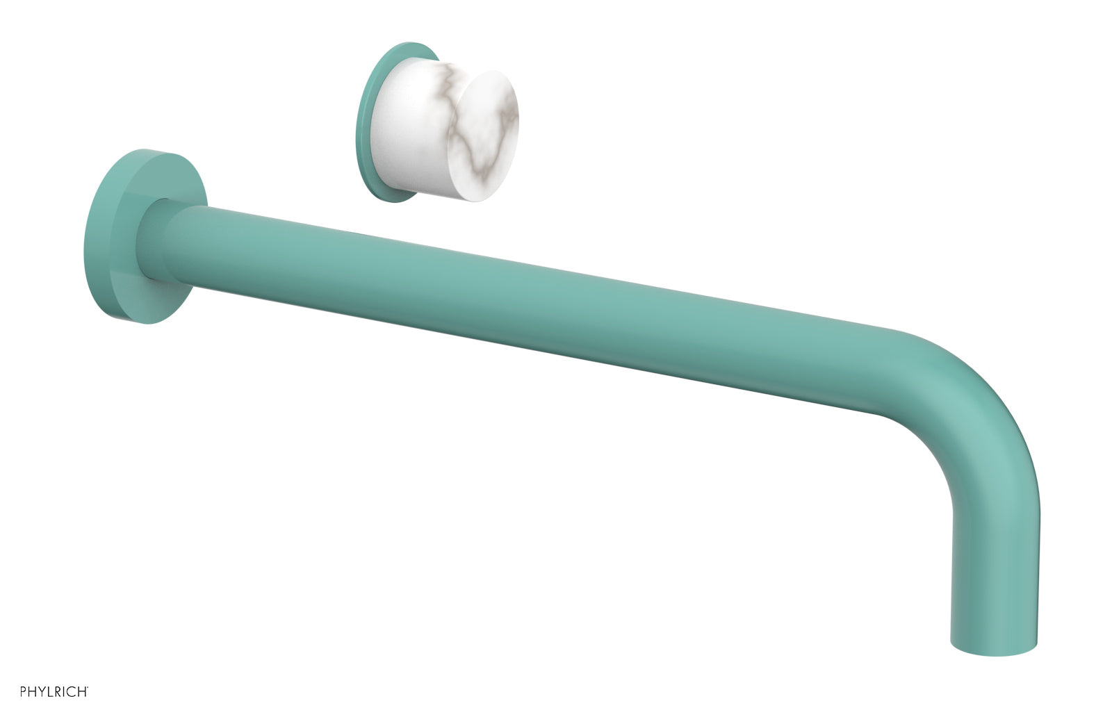 Basic II 12" Single Handle Wall Lavatory Set - White Marble Handle 230-17-12