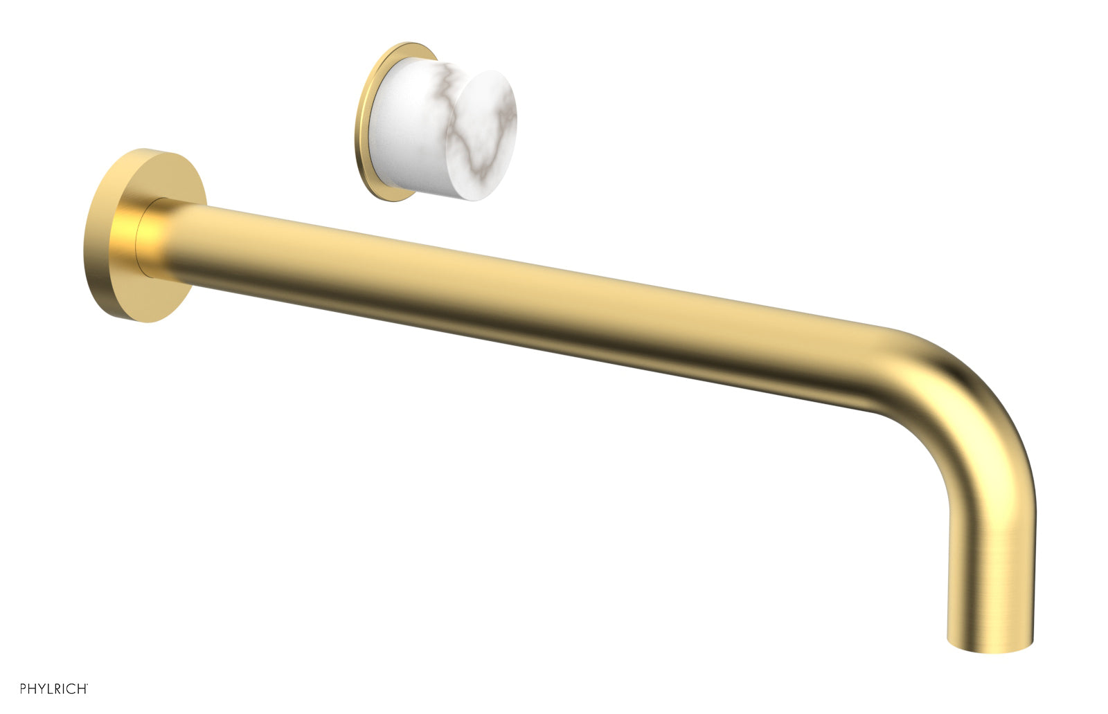 Basic II 12" Single Handle Wall Lavatory Set - White Marble Handle 230-17-12