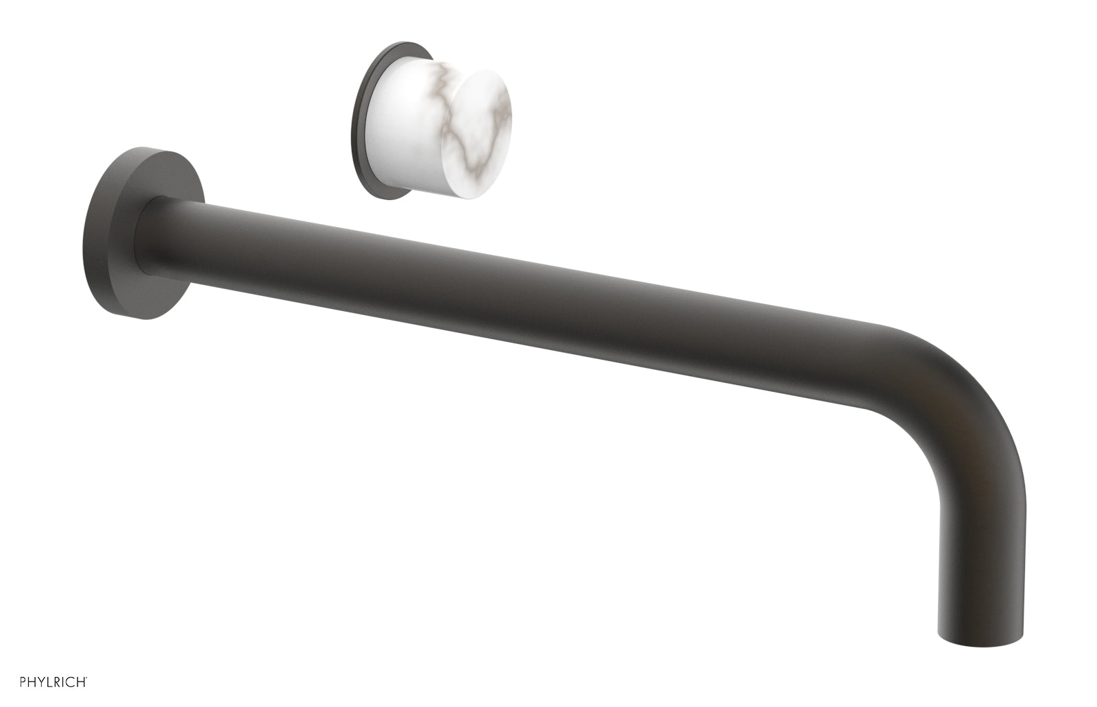 Basic II 12" Single Handle Wall Lavatory Set - White Marble Handle 230-17-12