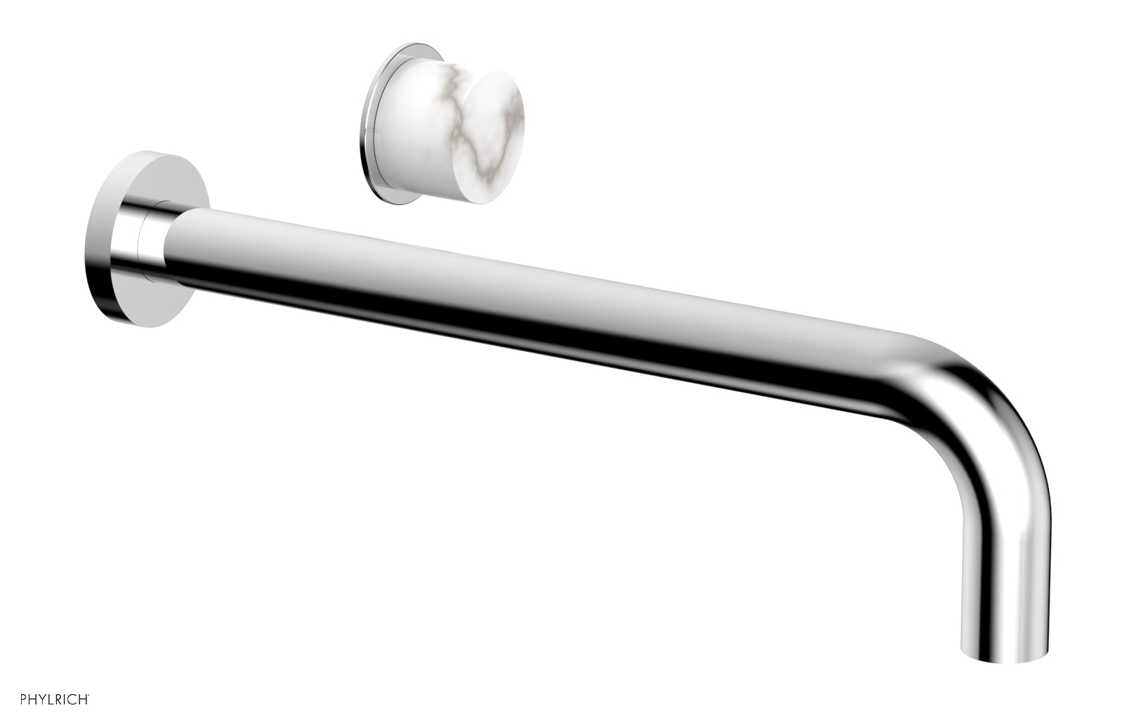 Basic II 12" Single Handle Wall Lavatory Set - White Marble Handle 230-17-12